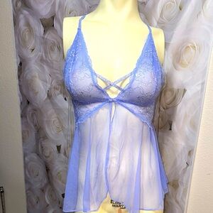 Victoria secret light blue babydoll dress lingerie, one piece size small